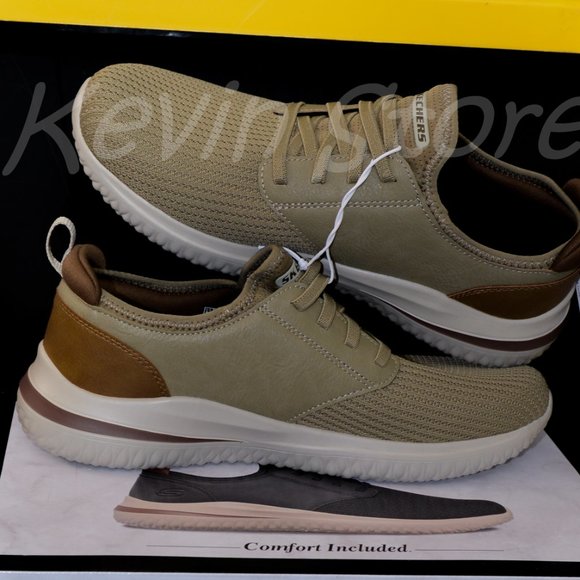 Skechers Men's Delson Slip On Sneaker Taupe - Picture 6 of 7